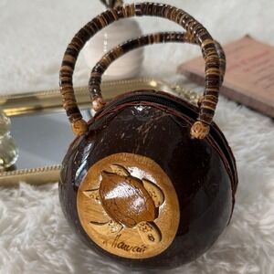Hawaii Coconut Shell Mini Bag Boho Handmade Small Purse Beach Aesthetic